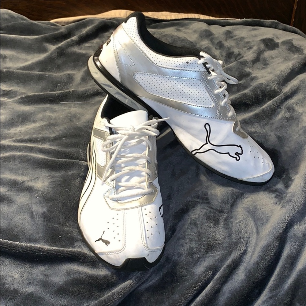White and black Puma sneakers
